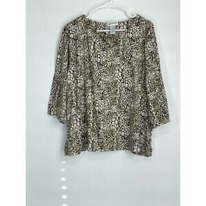 C.D. Daniels Embellished Animal Print Blouse 2X
